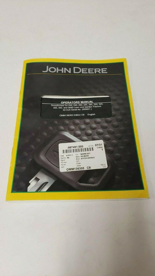 USED - John Deere Owner's Manual - OMM136305 - UEP062