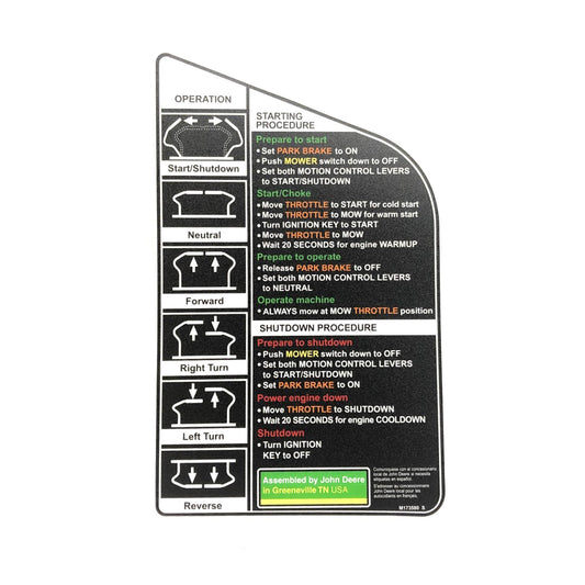 John Deere Decal - Operating Instructions - M173580