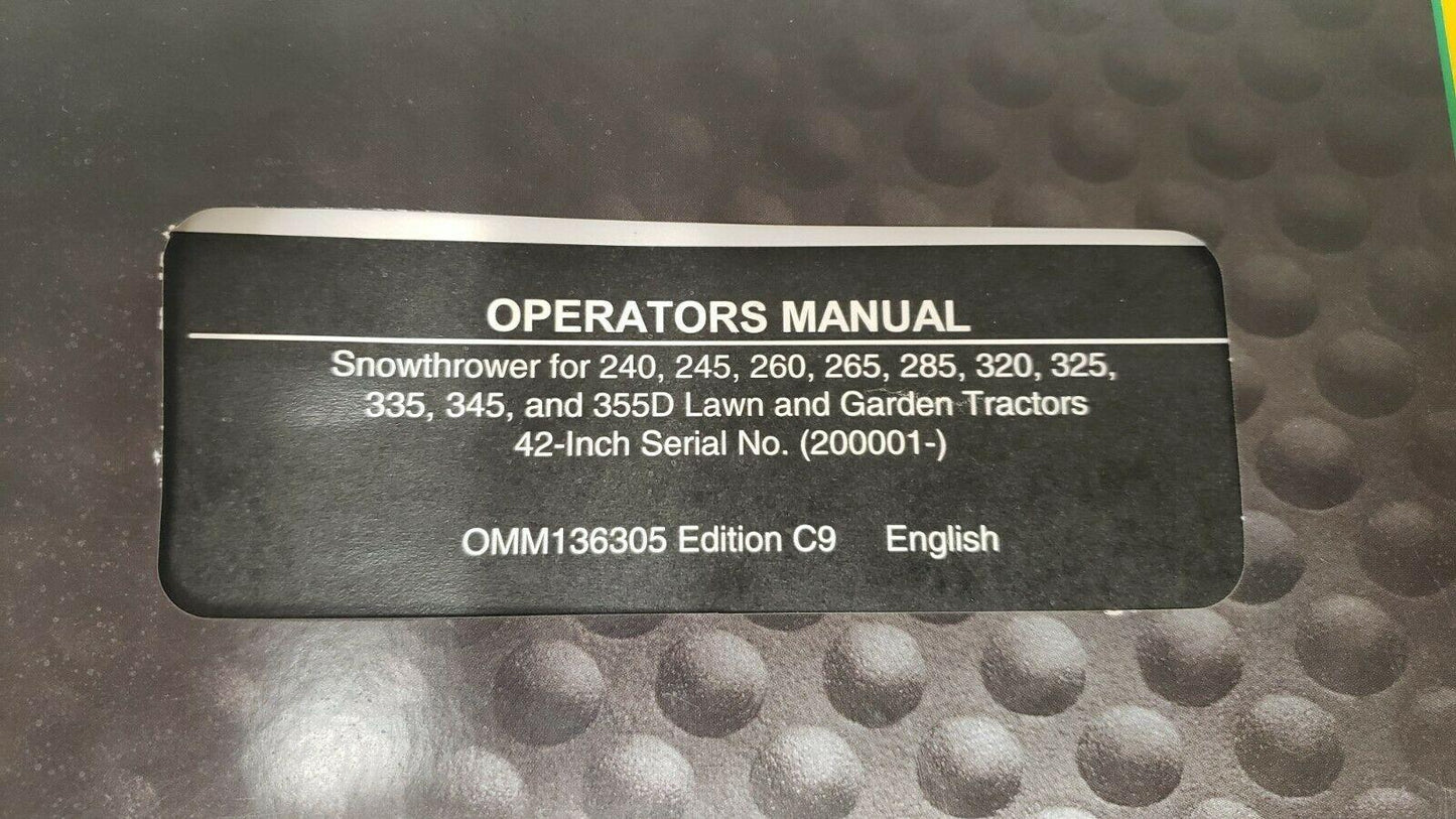 USED - John Deere Owner's Manual - OMM136305 - UEP062