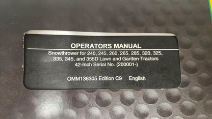 USED - John Deere Owner's Manual - OMM136305 - UEP062